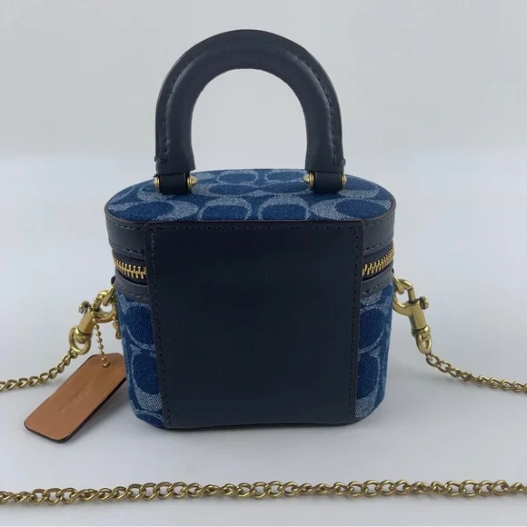 COACH Blue Denim Signature Mini Vanity Crossbody - Picture 4 of 8